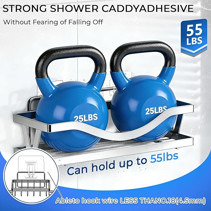 Shower Caddy Adhesive Replacement Hooks, Heavy Duty Waterproof Strips, No Drilling for Bathroom Shelves, Kitchen Racks, and Soap Holders (Transparent-14 Pack 1 Hook)