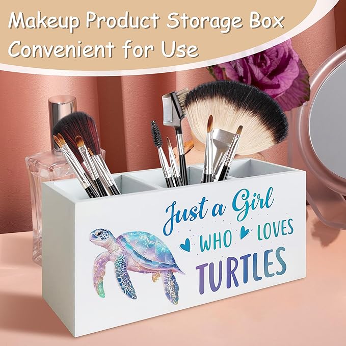 Sea Turtle Coastal Pen Holder for Home Office Desk, Sea Turtles Gifts for Women, Beach Office Decor, Beach Turtle Makeup Brush Toothbrush Holder Organizer for Bathroom Desk Accessories