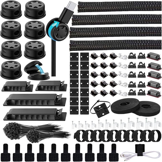 328Pcs Cable Management Kit, 8 Magnetic Cable Holder, 69Adhesive Cable Clips