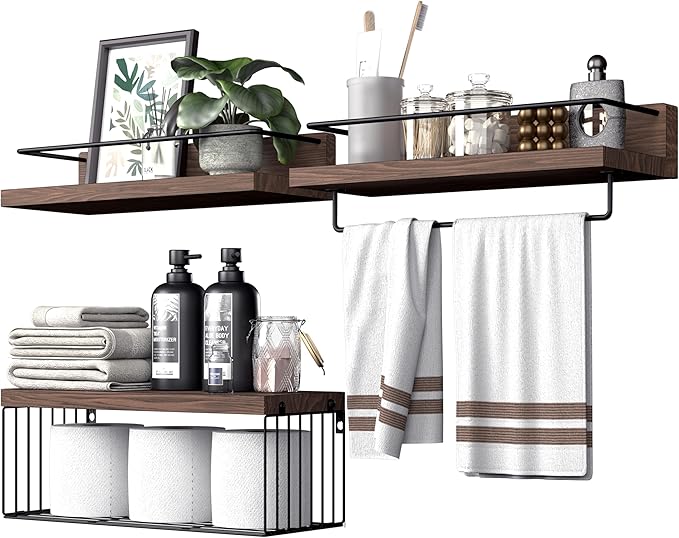 Bathroom Shelves Over Toilet for Wall, Dark Brown