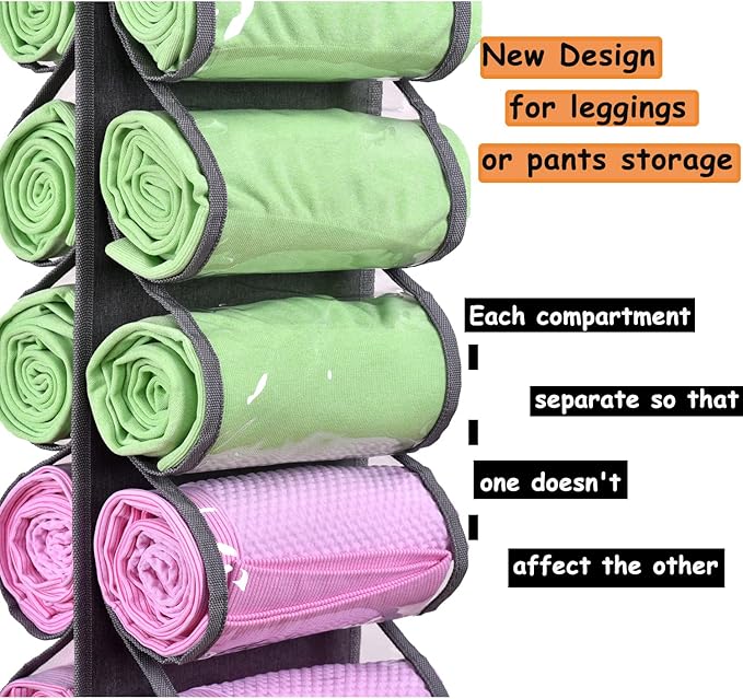 Legging Storage Bag Storage Hanger Can Holds 24 Leggings or Shirts Jeans, Grey