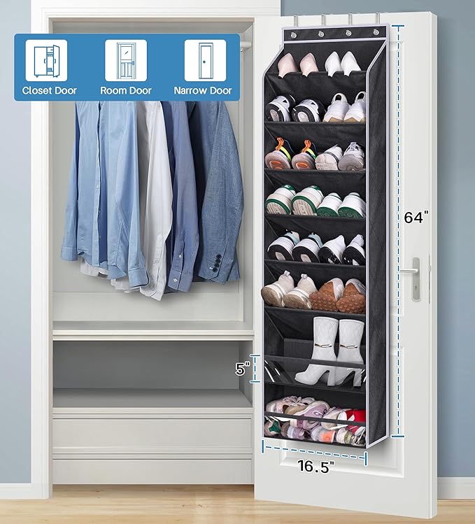 Over The Door Shoe Rack for Door Fit 20 Pairs Sneakers Large Hanging Shoe