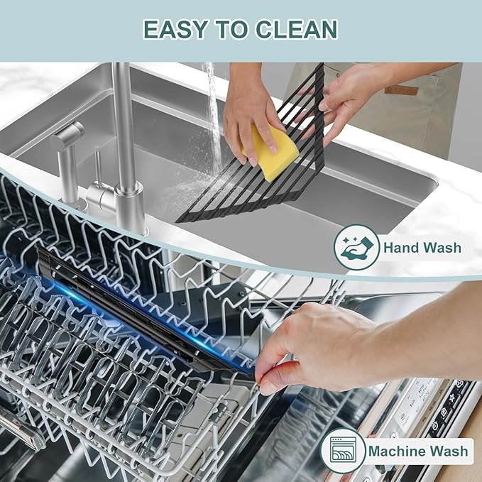 Triangle Roll Up Dish Drying Rack Over The Sink, Durable Organizer for Kitchen