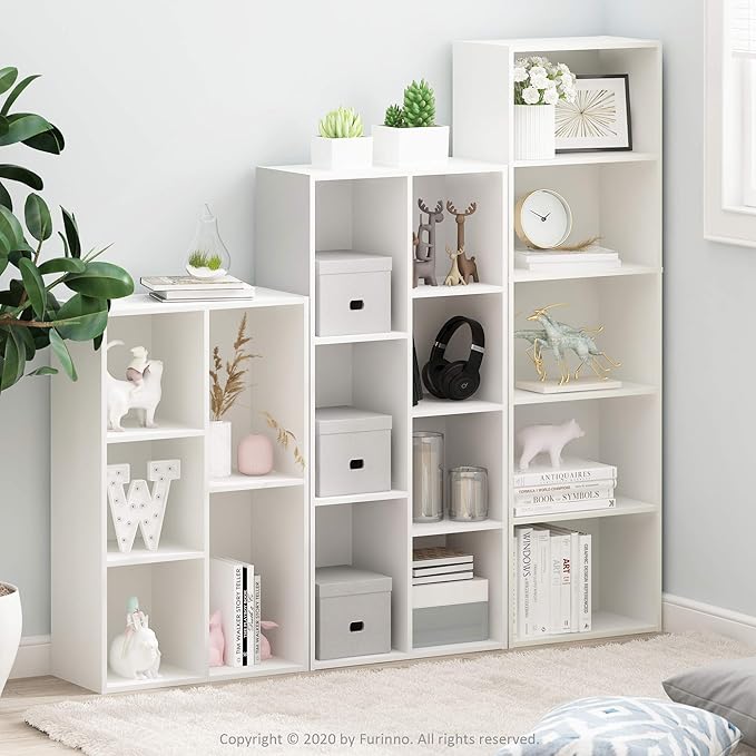 Furinno LUDER Book Shelf, 5-Tier Bookshelf, Bookcase with Open Shelves, White