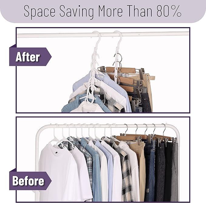 Mr. Pen- Space Saving Hangers, 8 pcs, 360° Rotating Hooks, Magic Cascading Hanger Organizer with 5 Enclosed Slots, Closet Organizers and Storage for Clothes, College Dorm Room Essentials