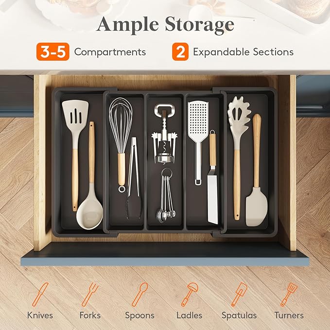 Utensil Organizer, Adjustable Kitchen Drawer Organizer