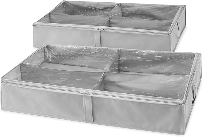 Whitmor 4 Section Underbed Boot Bag - Set of 2 - Alloy Gray
