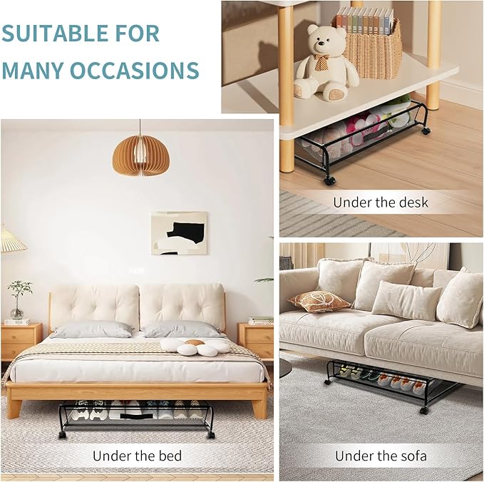 Under Bed Shoe Storage with Wheels, 2 Packs