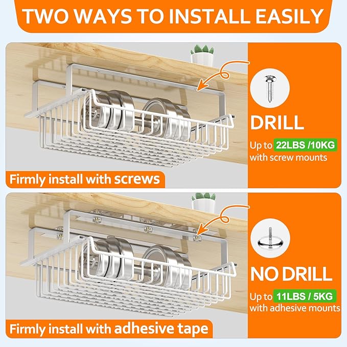 ENONCI Under Desk Drawer, Slide Out Design,No Drill Metal Under Desk Cable Management, Under Table Storage Shelf Tray Basket Under Table Drawer Organizer for Office, Home, Workspace, Cabinet