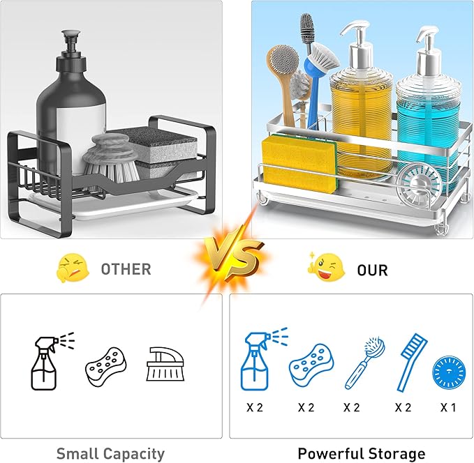 Cisily Stainless Steel Sponge Holder for Kitchen