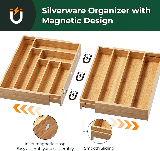 Large Silverware Organizer, Utensil Tray for Kitchen