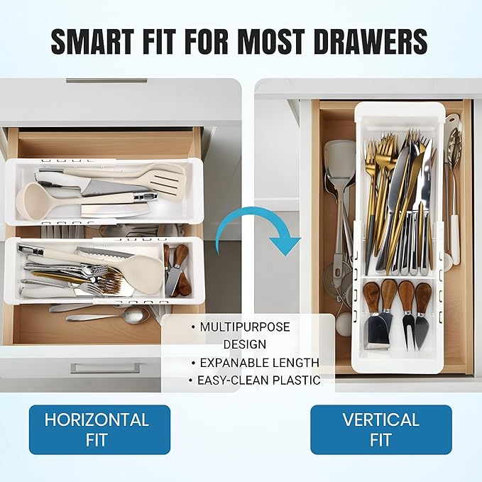 Enhon Expandable Sliding Drawer Organizer for Kitchen Drawers
