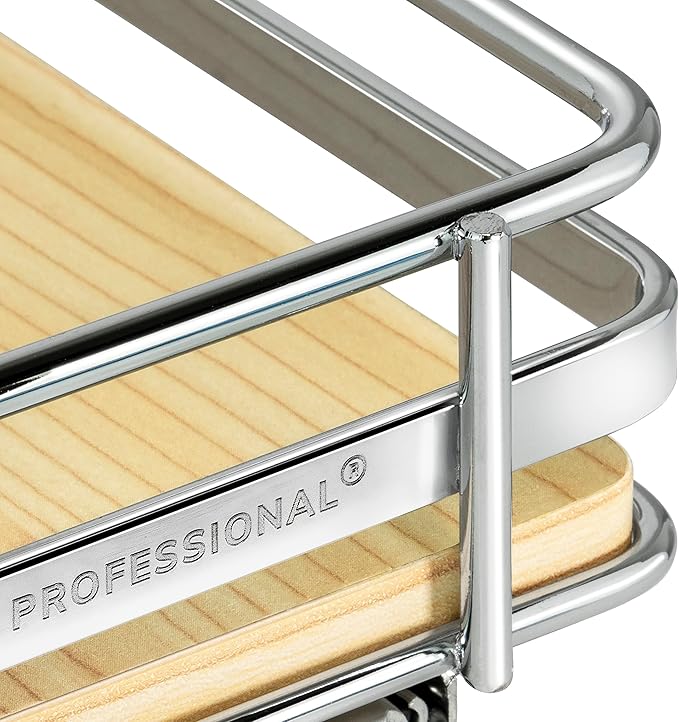 LYNK PROFESSIONAL® Élite™ Pull Out Spice Organization for Cabinets - 6-3/8 inch Wide – Spice Rack for Inside Cabinets – Wood/Chrome - Sliding Spice Rack Organizer for cabinet – Spice Rack - 1 Tier