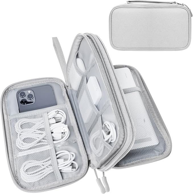 Lcsmaokin Electronics Travel Organizer,Portable Waterproof Electronic Travel Storage Bag for Small Charging Cord Storage,Charger,Small Electronics,SD Card etc,for Travel,Business - Grey