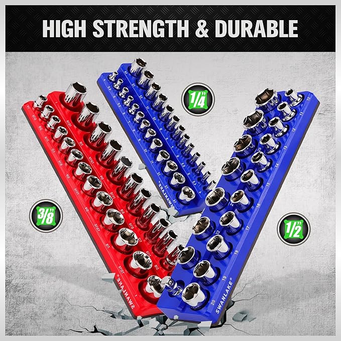 Magnetic Socket Organizer Set, 6PCS Socket Holder, 1/4", 3/8"