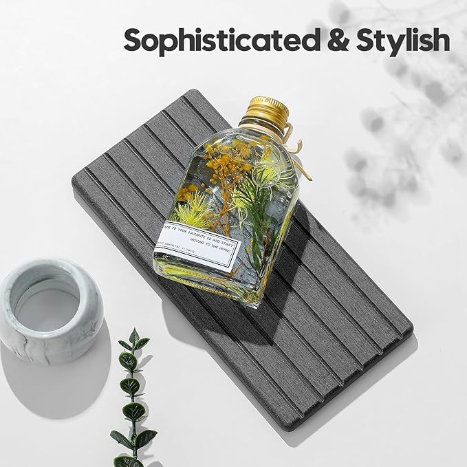 2PCS Diatomite Water Absorbing Stone Drying Tray Mat for Bathroom & Kitchen