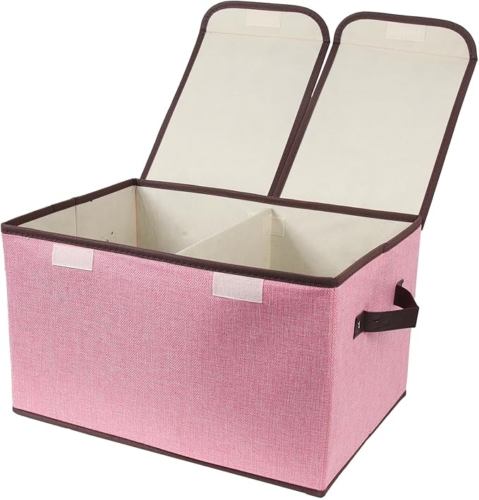 Foldable Fabric Storage Box, 16.5 x 11.8 x 9.8 inches (L x W x H), Pink