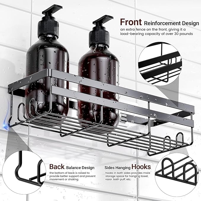 Shower Caddies 4 Pack, Adhesive Hanging Shower Shelf, Large