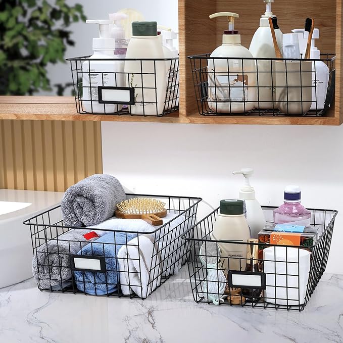6 Pack Wire Baskets for Pantry Organization and Storage, Kitchen Organizer