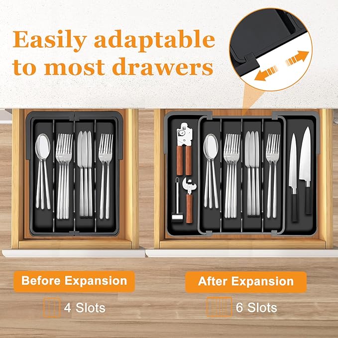 Silverware Organizer, Expandable Kitchen Drawer Organizer Utensil Holder