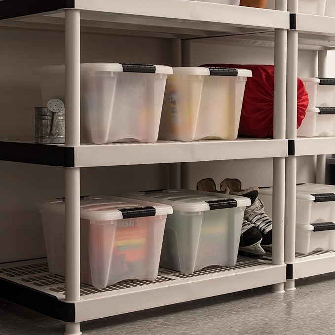 USA 19 Qt Stackable Plastic Storage Bins with Lids, 6 Pack, BPA-Free