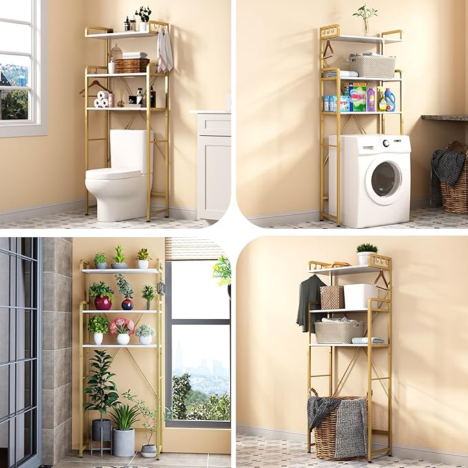 Over The Toilet Storage Rack with 3-Tier Shelves, Space Saver Toilet Shelf
