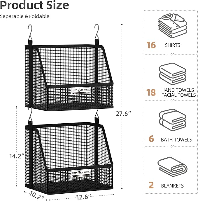 STORAGE MANIAC 2 Tier Hanging Closet Organizer with Mesh Baskets