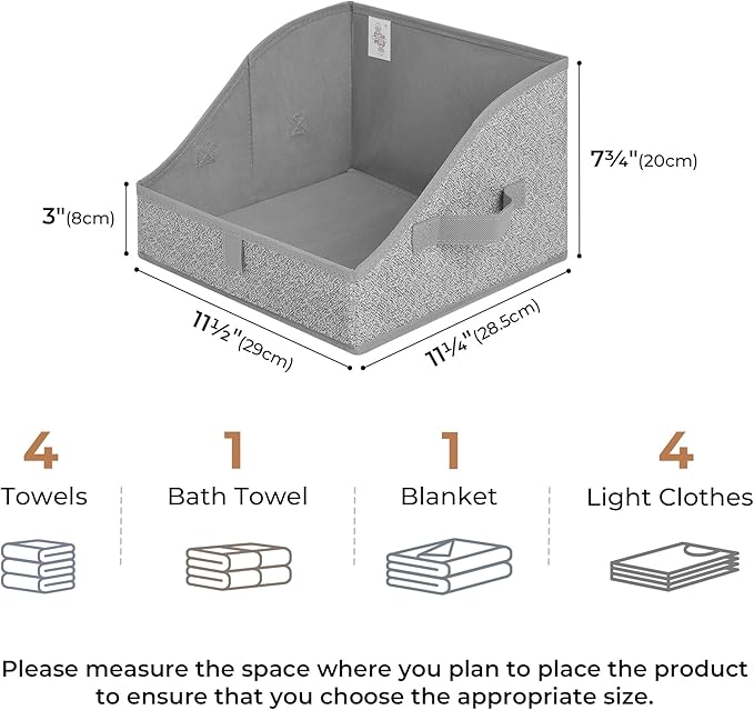 GRANNY SAYS Trapezoid Storage Bin, Closet Shelf Organizers, Fabric Storage Bins with Handles, Closet Shelf Organizers and Storage, Closet Bins for Organizing Clothes Towels, Small, Gray, 3-Pack