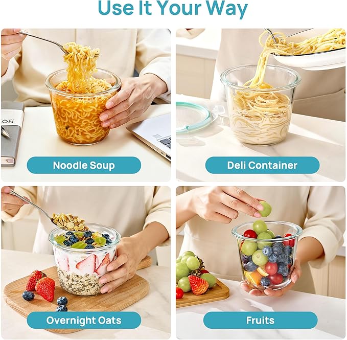 5Pack 24oz Glass Storage Containers with Lids
