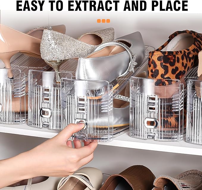Shoe Slots Organizer for Closet 20 Pack Adjustable Level Shoe Stacker Holder
