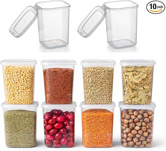 10 Pack 39 oz Airtight Food Storage Containers with Attached Hinged Lids