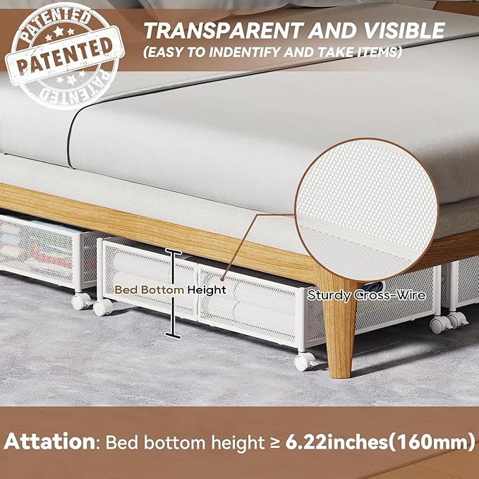 Under Bed Storage with wheels, Under the Bed Storage Containers, White
