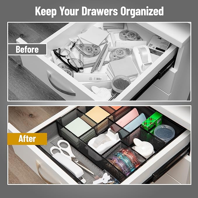 Mind Reader Expandable Mesh Desk Drawer Organizer
