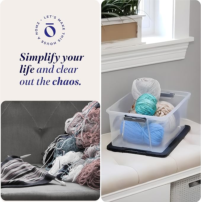 8-Pack Snaplock, Small Clear Plastic Storage Organizer Bins with Lids, 15 Quart