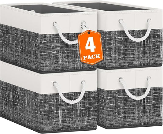 Fab totes Storage Bins 4-Pack, White & Black