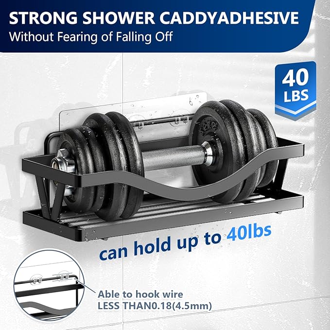 FGSAEOR Adhesive Shower Hooks Strong Stickers for Bathroom Caddies & Kitchen Racks Traceless Shower Caddy Accessories No Drilling Required - 4Pack