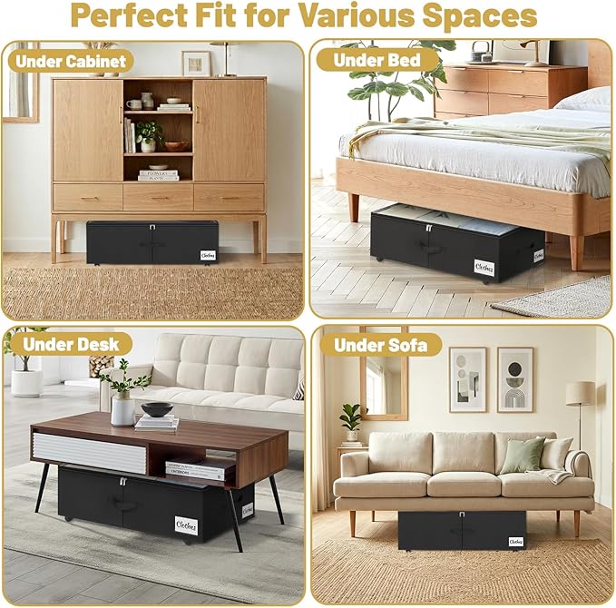 Under Bed Storage with Wheels, 28.3 X 16.5 X 9.5 in