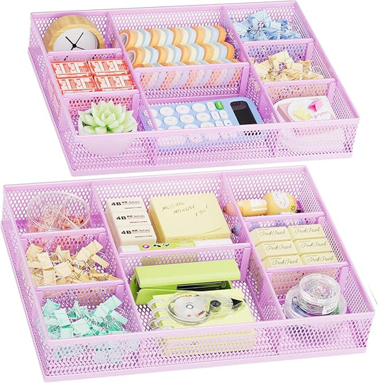 2 Pack Desk Drawer Organizer, Purple