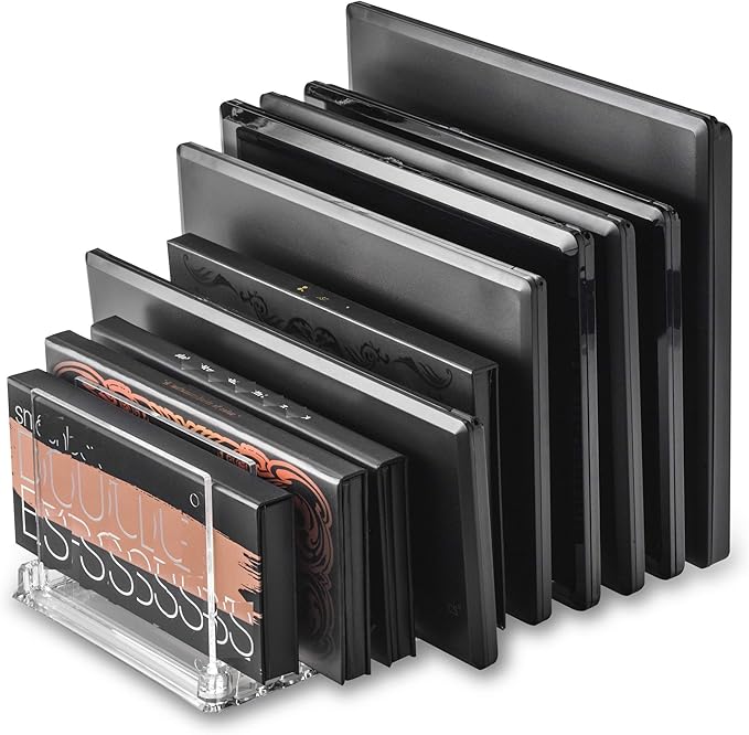 Acrylic Makeup Storage Eyeshadow Palette Organizer w/Removable Dividers 10 Space Display Case Fits Virtually All Blush Powder Pallet Sizes (2)