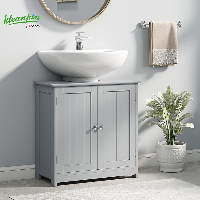 23.5" Pedestal Sink Storage Cabinet, Gray