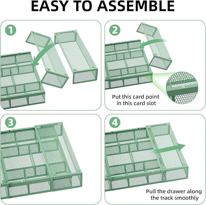 Expandable Desk Drawer Organizer, Expandable-Green