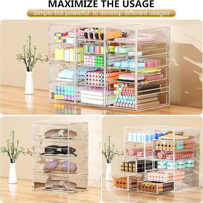 Acrylic 3 Pack Desk Organizers and Accessories