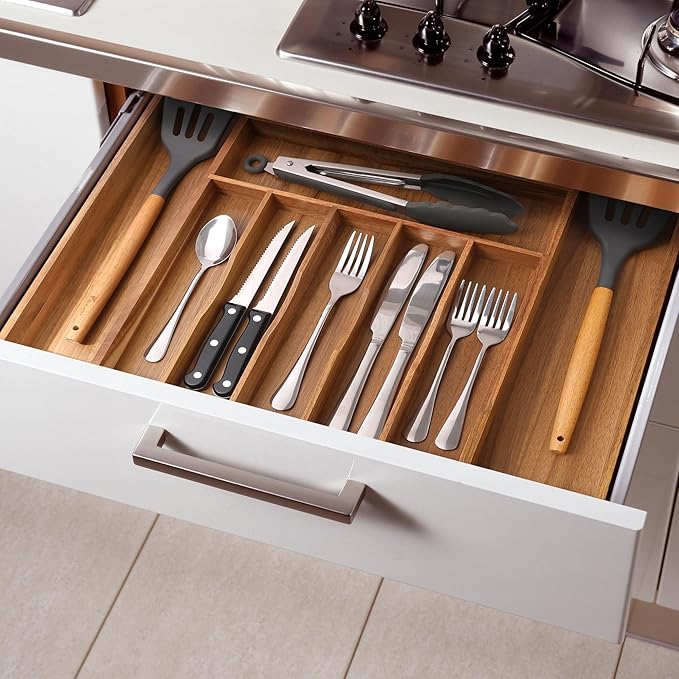 Large Premium Acacia Silverware Organizer