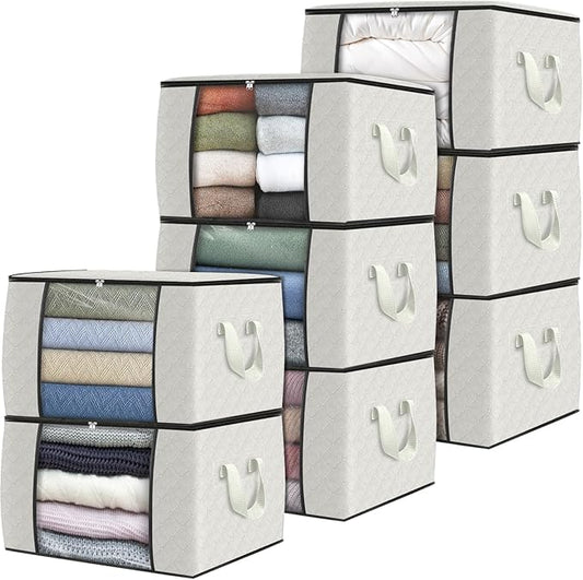 Fab totes 8 Pack Clothes Storage, Ivory White