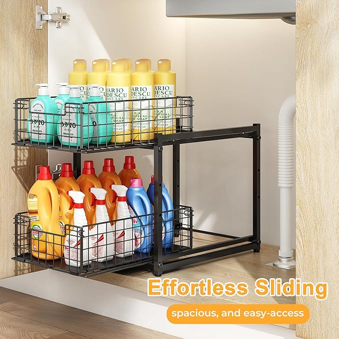 Under Sink Organizer, 2-Tier Pull Out Cabinet Organizer, 1 Pack