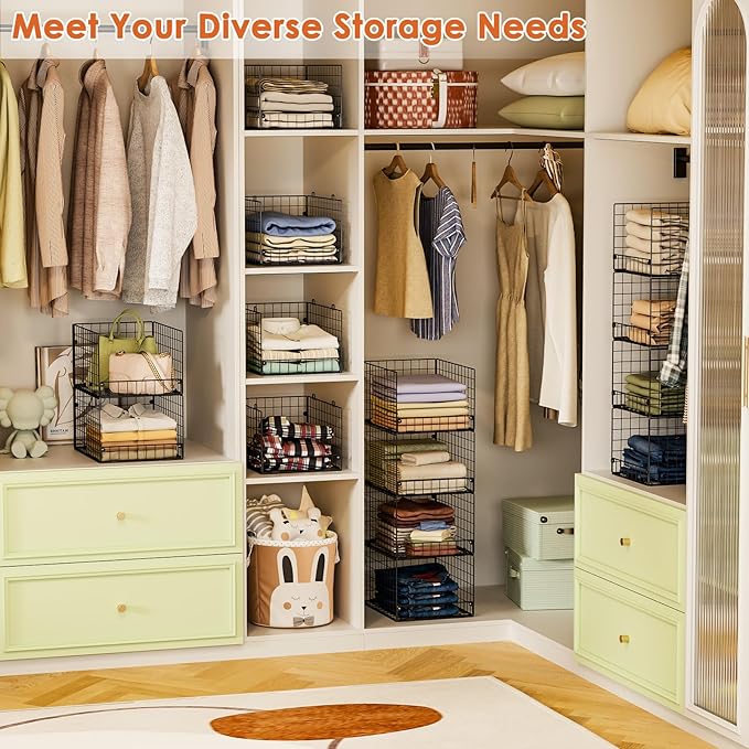 5-Tier Stackable Closet Storage Baskets, Closet Organizers and Storage Shelves