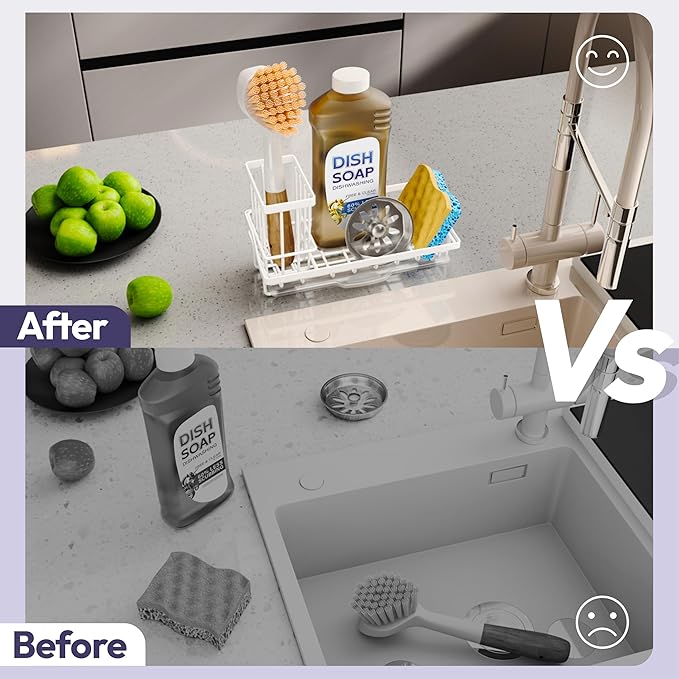Sink Caddy Sponge Holder, White