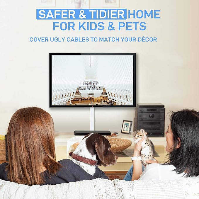 Delamu TV Cord Hider, Cord Covers for 3-4 Wires on Wall, Large Cable Hider Cable Management, Easy Set up Wire Hiders Wire Covers for Cords on Wall, TV Cables Cover Raceway, 6X W1.18 H0.67in, White
