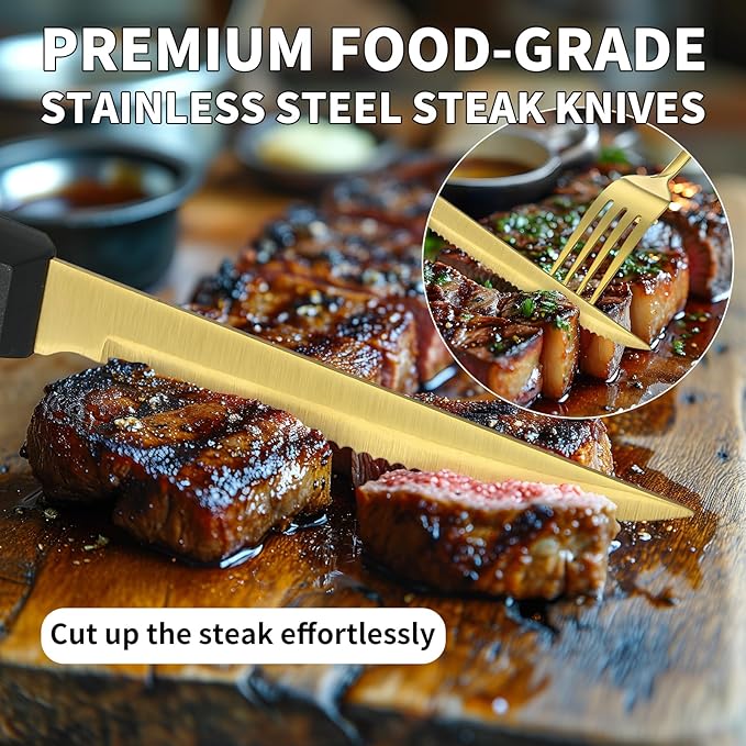 65PCS Gold Silverware Set for 10 with Flatware Drawer Organizer, Stainless Steel Cutlery Set with Steak Knives, Include Spoons and Forks Set & Serving Utensils, Mirror Polished, Dishwasher Safe