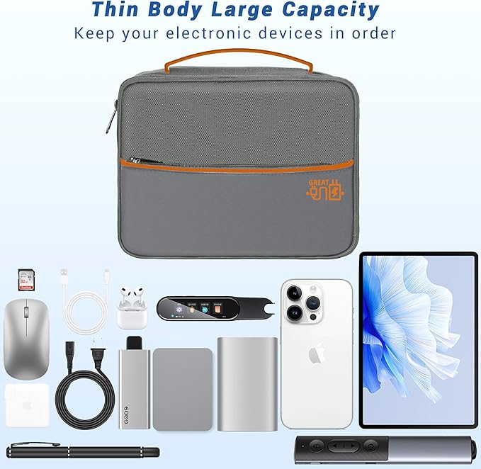 Electronics Organizer, Travel Cord Organizer Pouch, Three Layer-Gray